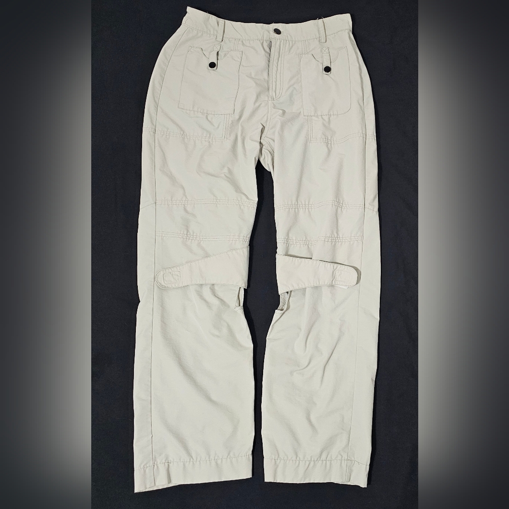 Darker Waves Techwear Cargo Pants Cream Utility Strap Cyber Goth Y2K Size M